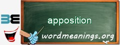 WordMeaning blackboard for apposition